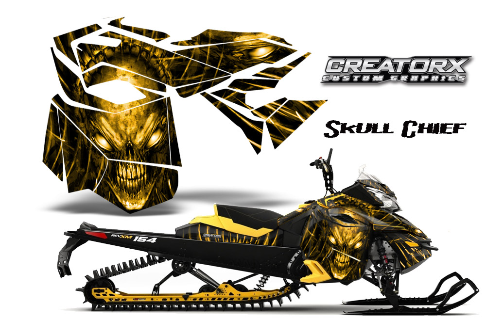 Skidoo Rev XM Graphics Kit Skull Chief Yellow YB